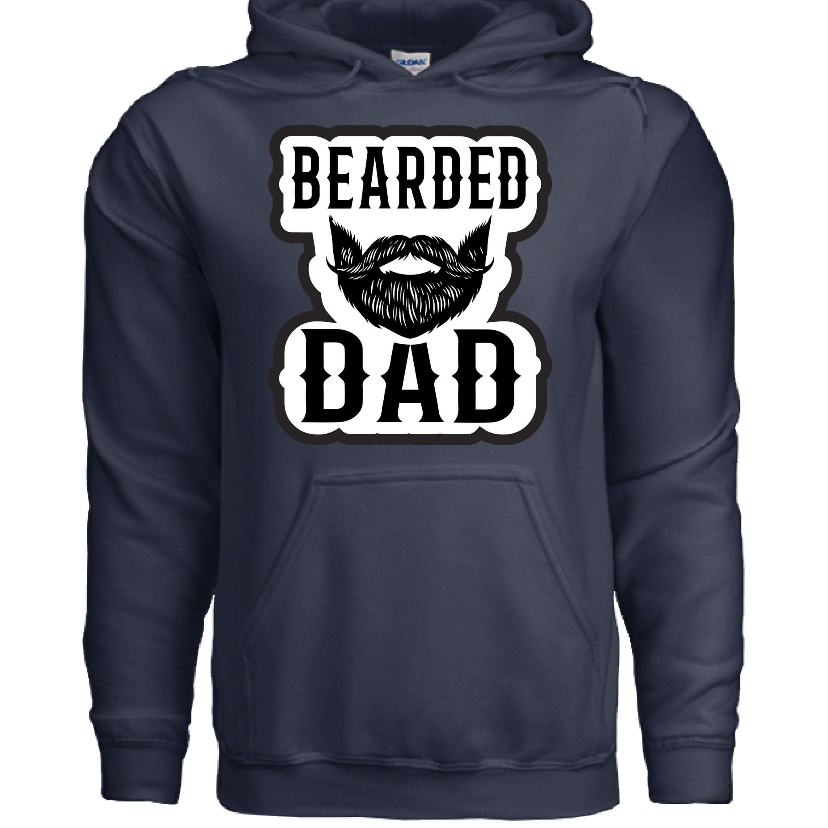 Bearded Dad Graphic Tribute to Beard Fatherhood Identity Hoodie NAVY - FRONT