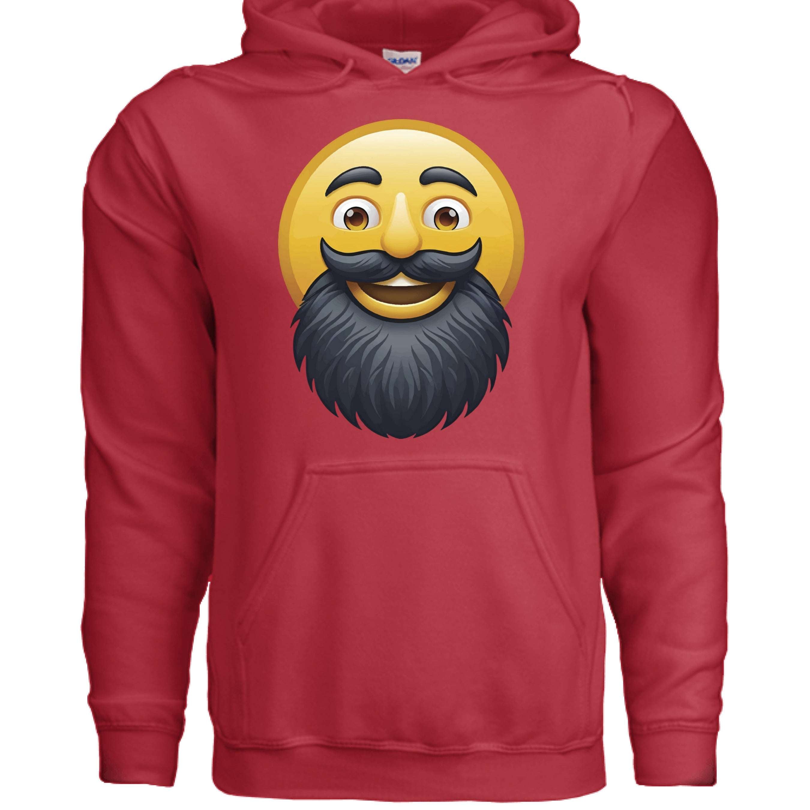 Bearded Emoji Hoodie For Guys With Beards RED - FRONT
