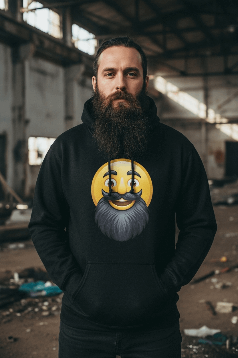 Bearded Emoji Hoodie For Guys With Beards