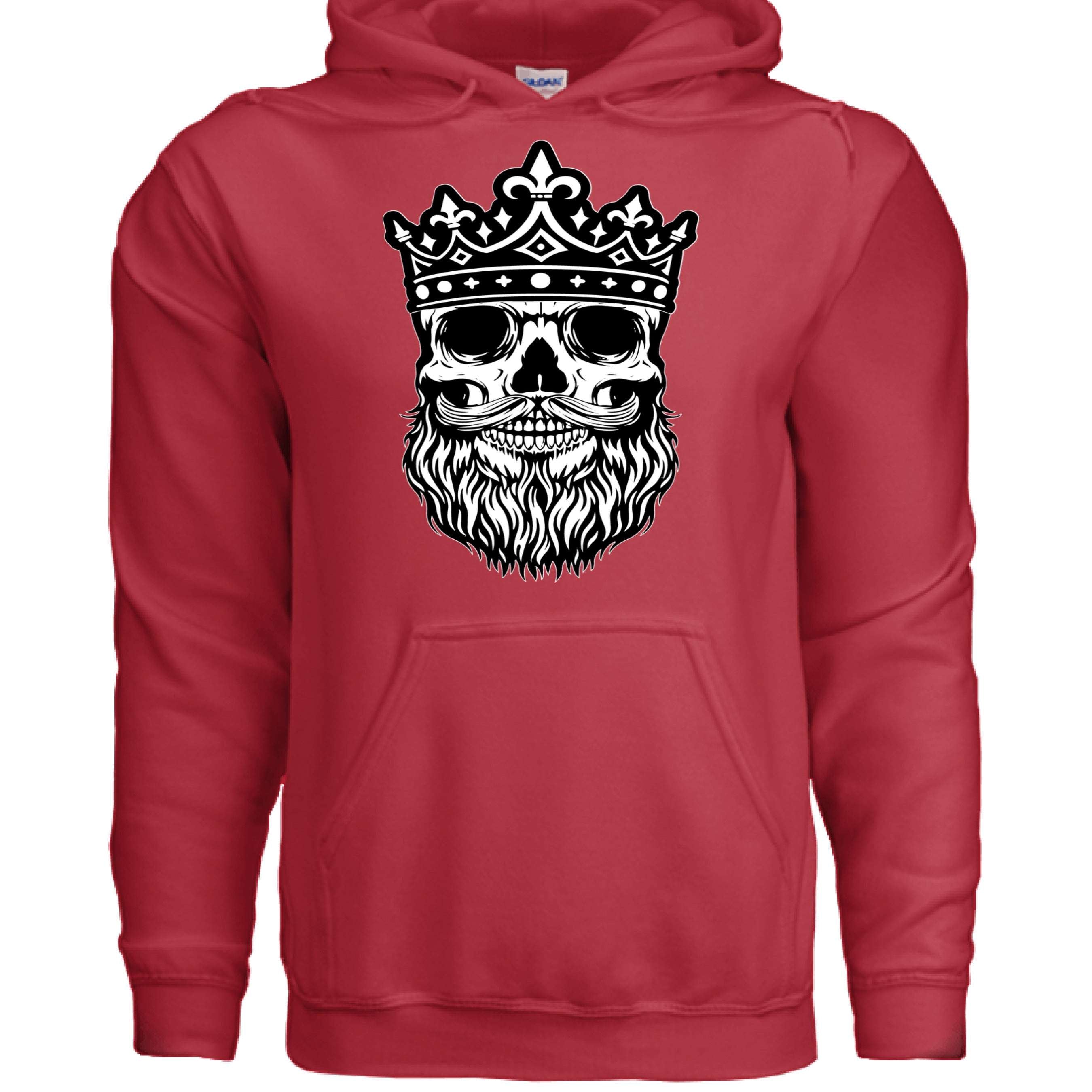 Bearded King Skull Hoodie RED - FRONT