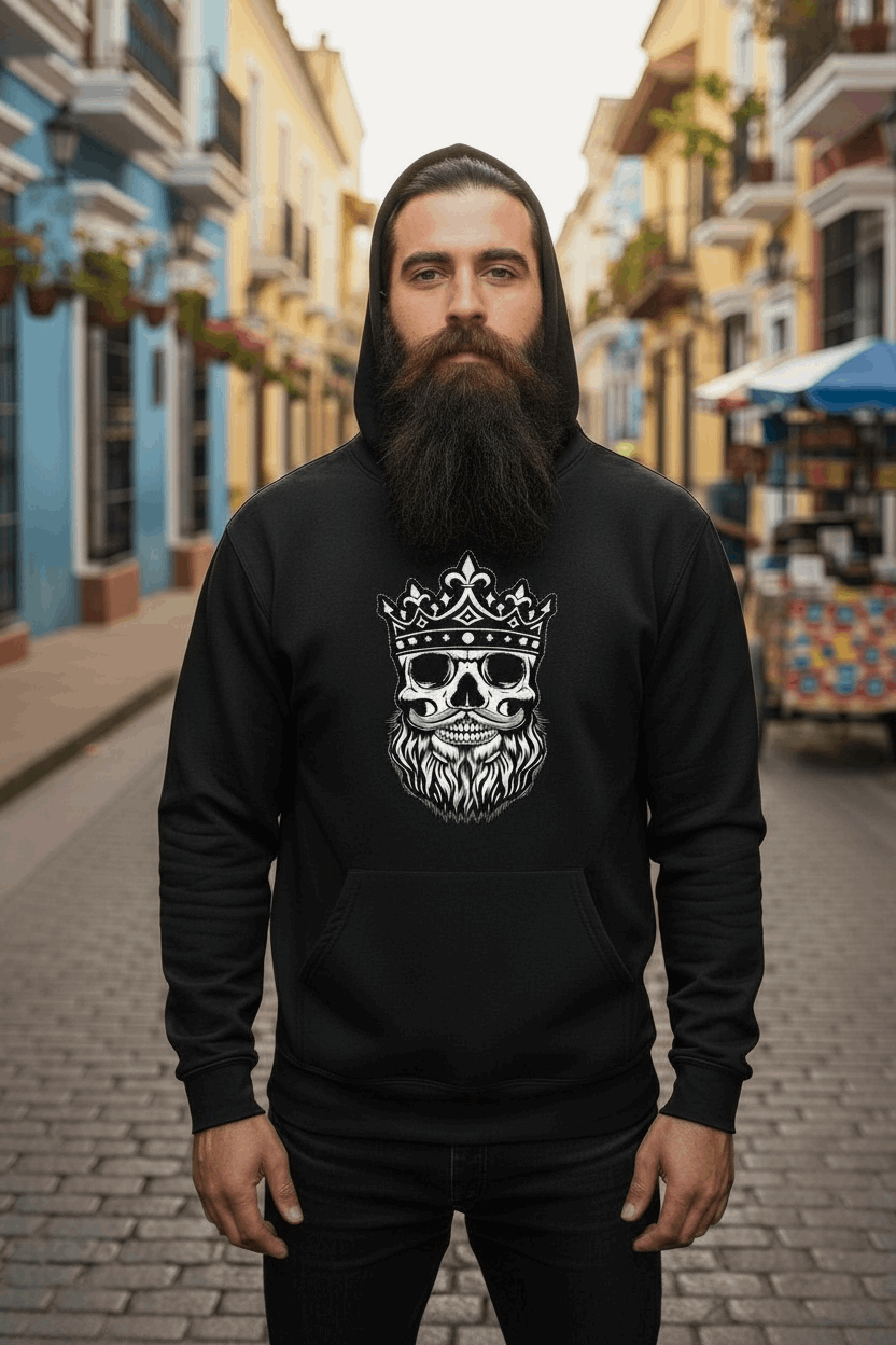 Bearded King Skull Hoodie