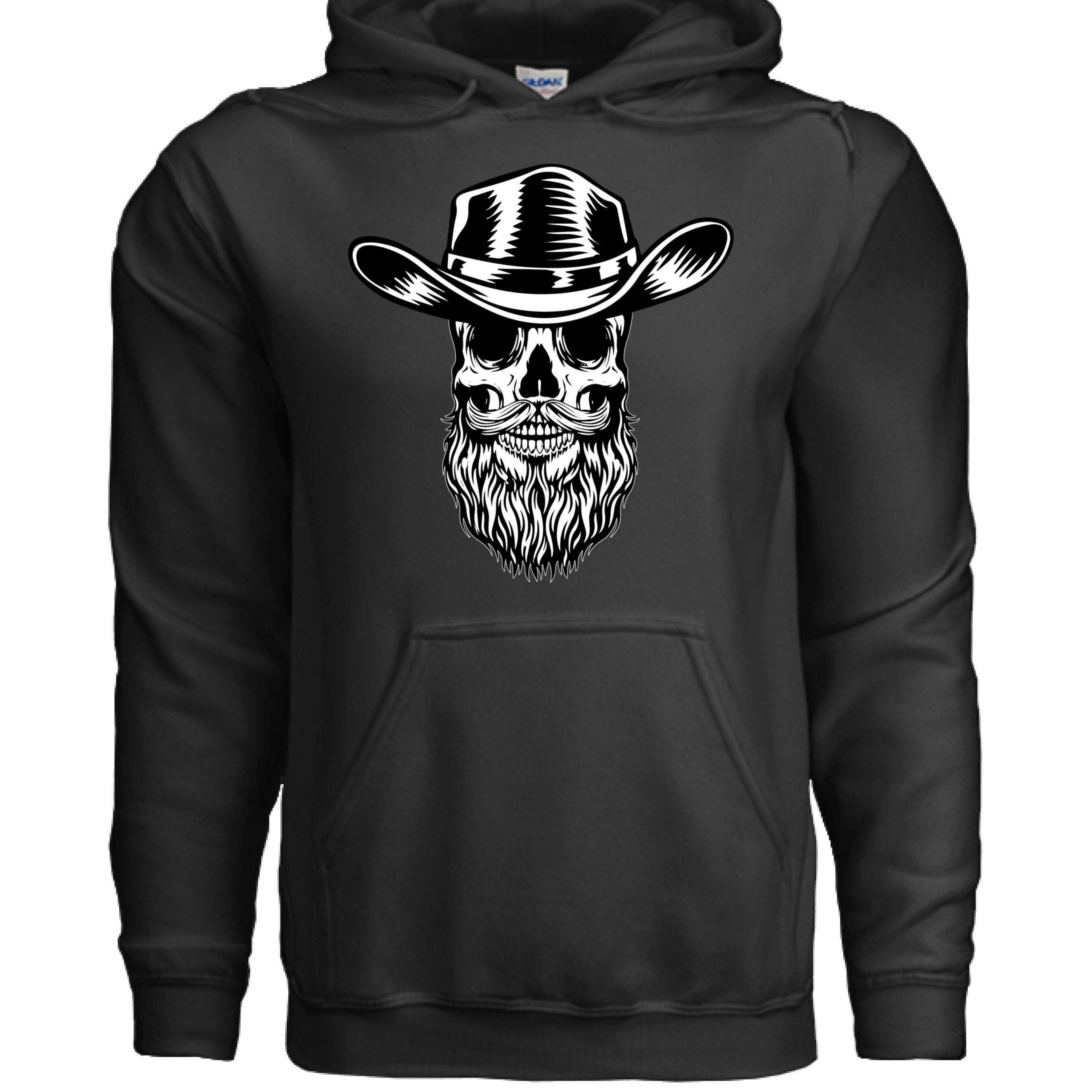 Bearded Skull Cowboy Hoodie BLACK - FRONT
