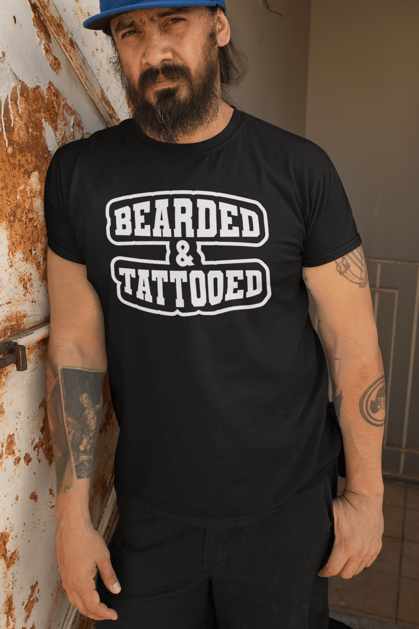 Bearded And Tattooed Hanes T-Shirt For Guys With Beards