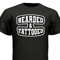 Bearded And Tattooed Hanes Tee Shirt For Guys With Beards BLACK - FRONT