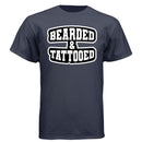 Bearded And Tattooed Hanes Tee Shirt For Guys With Beards Athletic Navy - FRONT