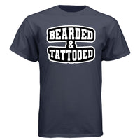 Bearded And Tattooed Hanes Tee Shirt For Guys With Beards Athletic Navy - FRONT