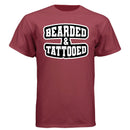 Bearded And Tattooed Hanes Tee Shirt For Guys With Beards Athletic Cardinal - FRONT