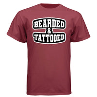 Bearded And Tattooed Hanes Tee Shirt For Guys With Beards Athletic Cardinal - FRONT