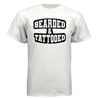 Bearded And Tattooed Hanes Tee Shirt For Guys With Beards WHITE - FRONT