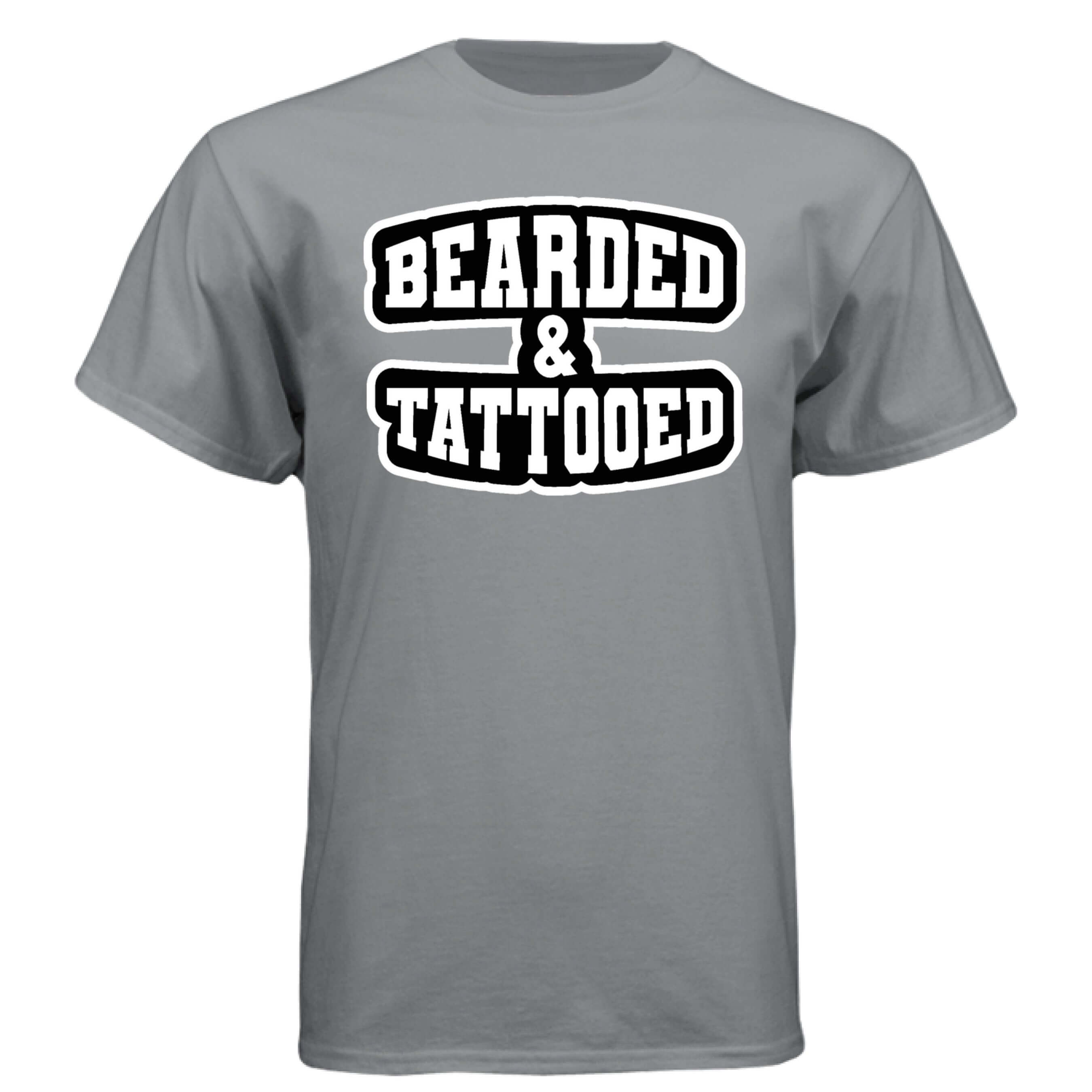 Bearded And Tattooed Hanes Tee Shirt For Guys With Beards Graphite - FRONT