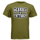 Bearded And Tattooed Hanes Tee Shirt For Guys With Beards FATIGUE GREEN - FRONT