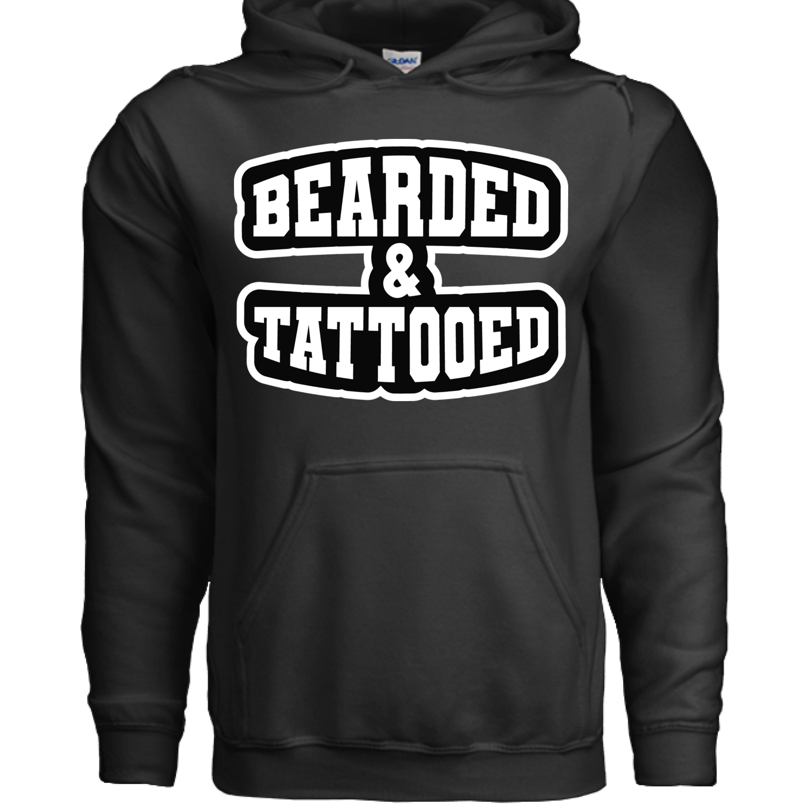 Bearded And Tattooed Hoodie For Guys With Beards BLACK - FRONT