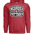 Bearded And Tattooed Hoodie For Guys With Beards RED - FRONT