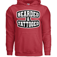 Bearded And Tattooed Hoodie For Guys With Beards RED - FRONT