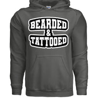 Bearded And Tattooed Hoodie For Guys With Beards CHARCOAL - FRONT
