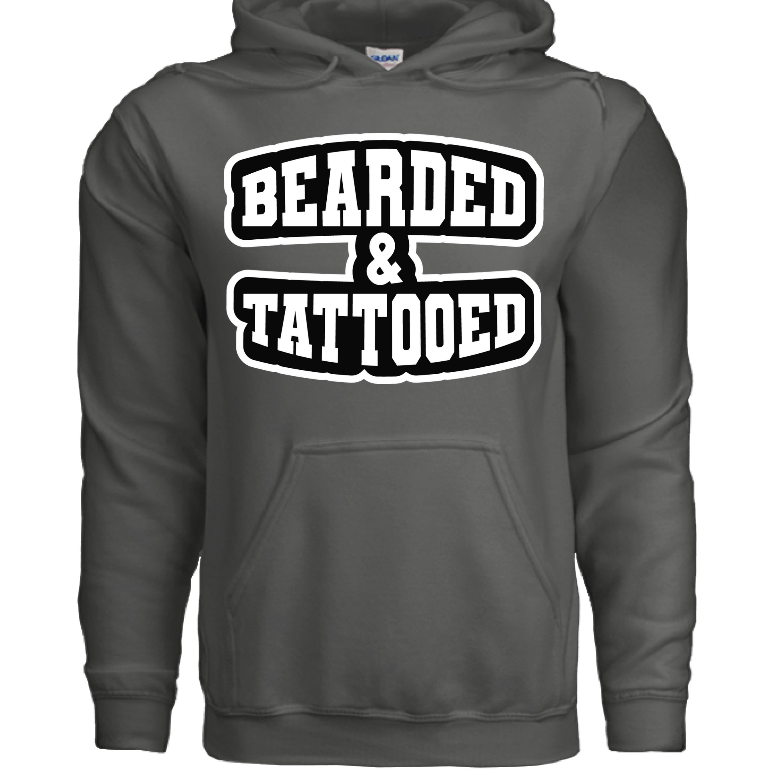 Bearded And Tattooed Hoodie For Guys With Beards CHARCOAL - FRONT