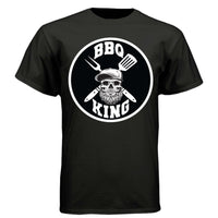 Bearded BBQ King Tee Shirt Great For Cooks With Beards BLACK - FRONT