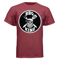 Bearded BBQ King Tee Shirt Great For Cooks With Beards Athletic Cardinal - FRONT
