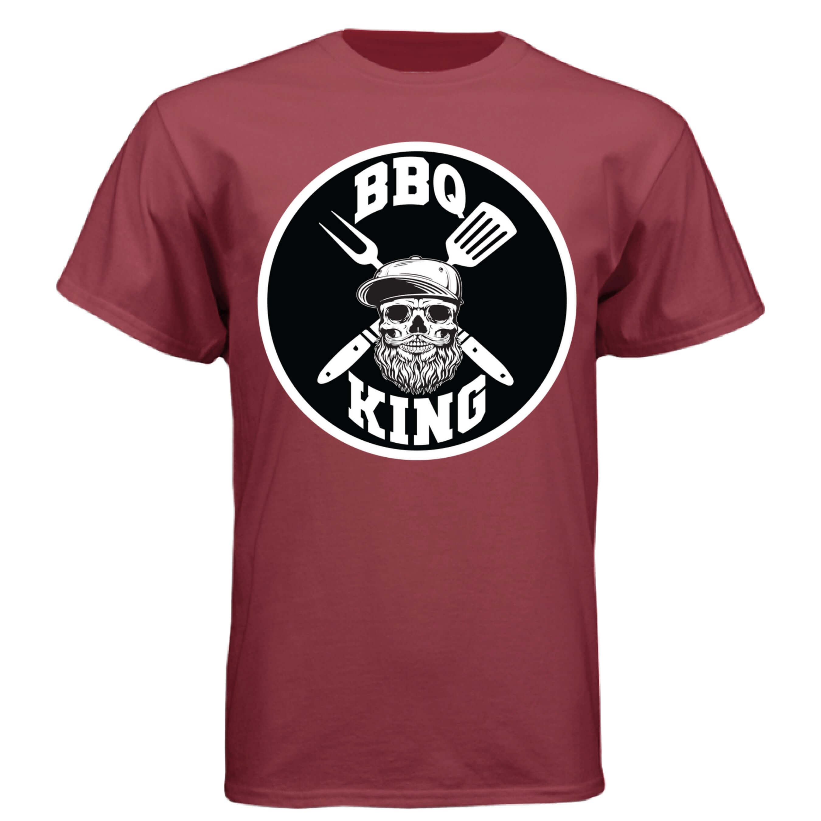 Bearded BBQ King Tee Shirt Great For Cooks With Beards Athletic Cardinal - FRONT