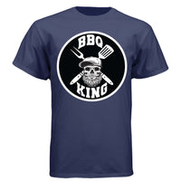 Bearded BBQ King Tee Shirt Great For Cooks With Beards NAVY - FRONT