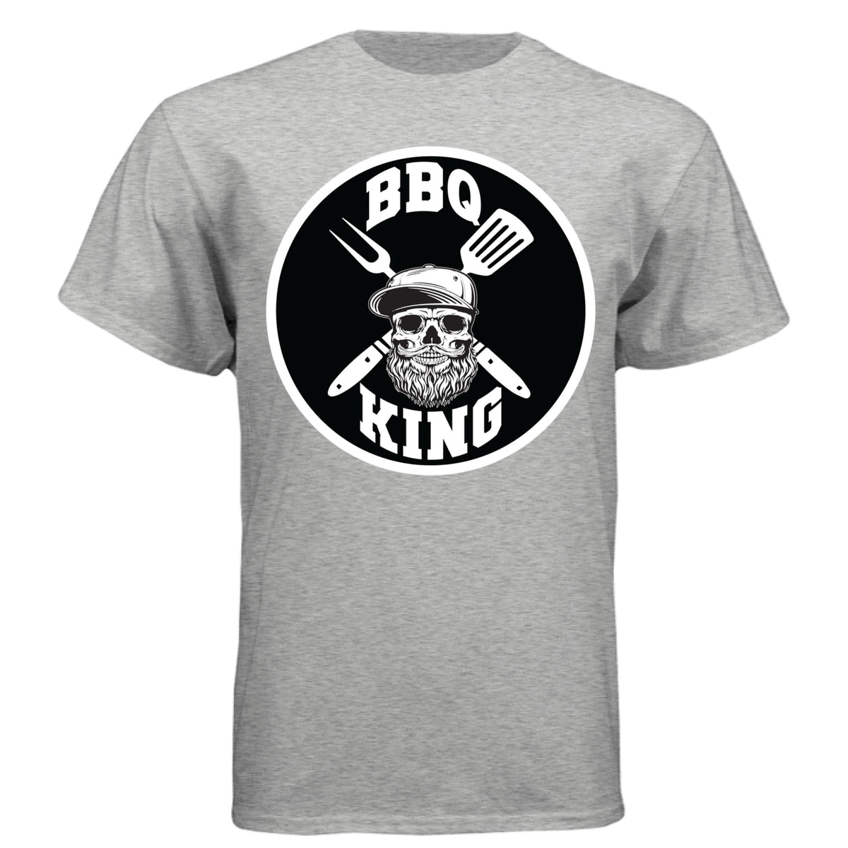 Bearded BBQ King Tee Shirt Great For Cooks With Beards LIGHT STEEL - FRONT