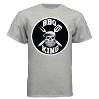 Bearded BBQ King Tee Shirt Great For Cooks With Beards LIGHT STEEL - FRONT