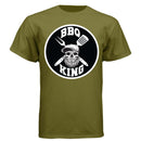 Bearded BBQ King Tee Shirt Great For Cooks With Beards FATIGUE GREEN - FRONT