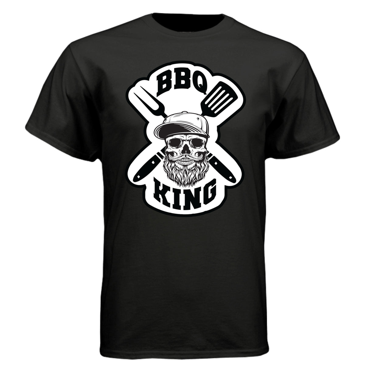 Bearded Bbq King Tee Shirt For The Bearded Grill Master BLACK - FRONT