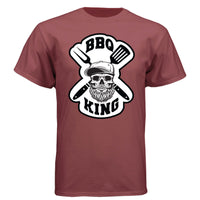 Bearded Bbq King Tee Shirt For The Bearded Grill Master MAROON - FRONT