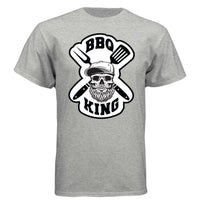 Bearded Bbq King Tee Shirt For The Bearded Grill Master LIGHT STEEL - FRONT