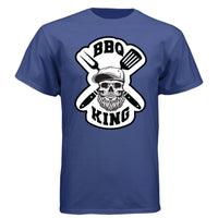 Bearded Bbq King Tee Shirt For The Bearded Grill Master DEEP ROYAL - FRONT