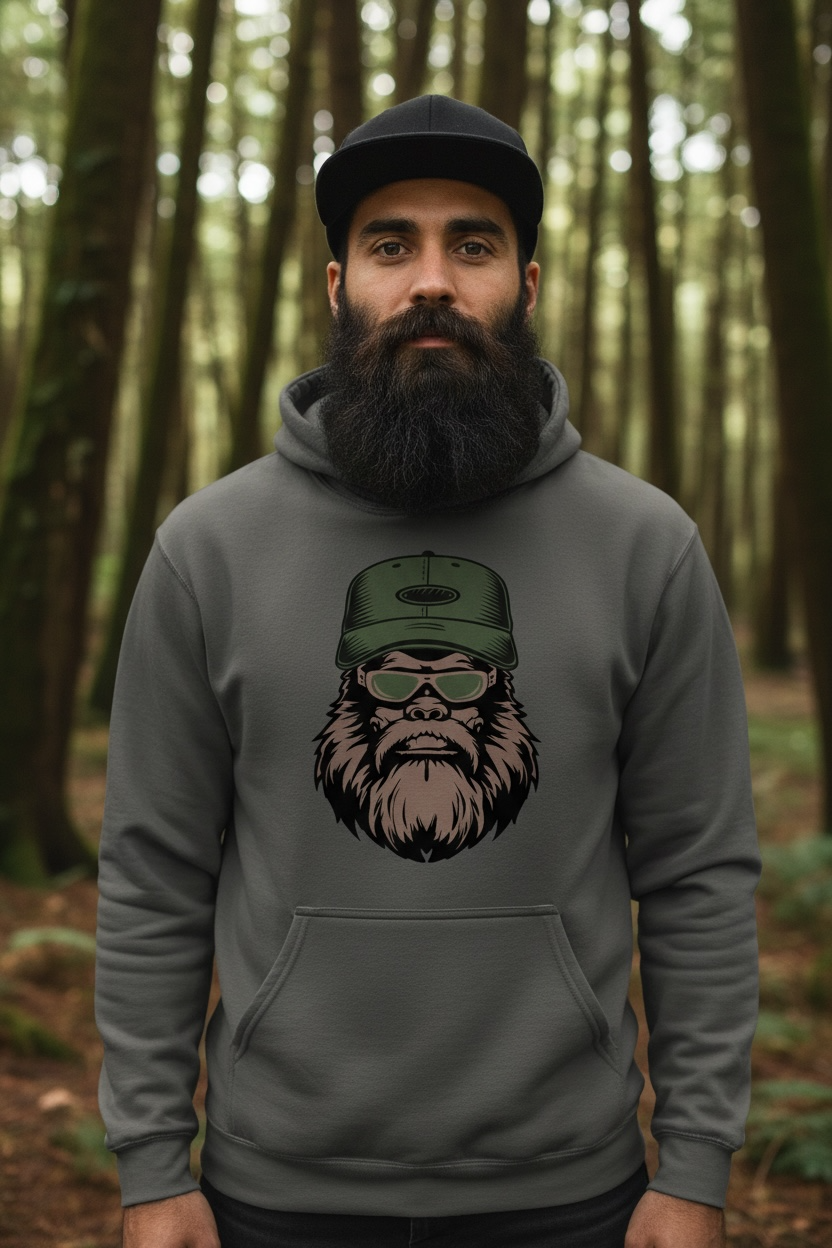 Bearded Bigfoot Hoodies Bearded Veti Hoodie Funny Beard Design