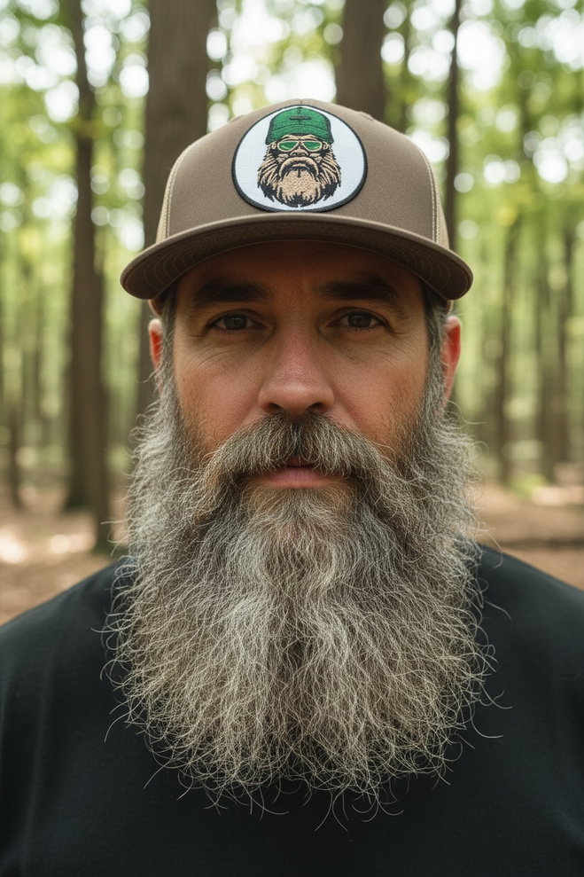 Bearded Bigfoot Trucker Hat For Guys That Likes Bigfoot And Beards