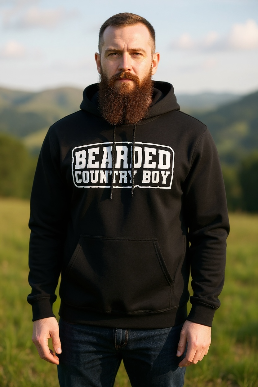 Bearded Country Boy Hoodie Bold Rural Identity Graphic