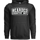 Bearded Country Boy Hoodie Bold Rural Identity Graphic BLACK - FRONT
