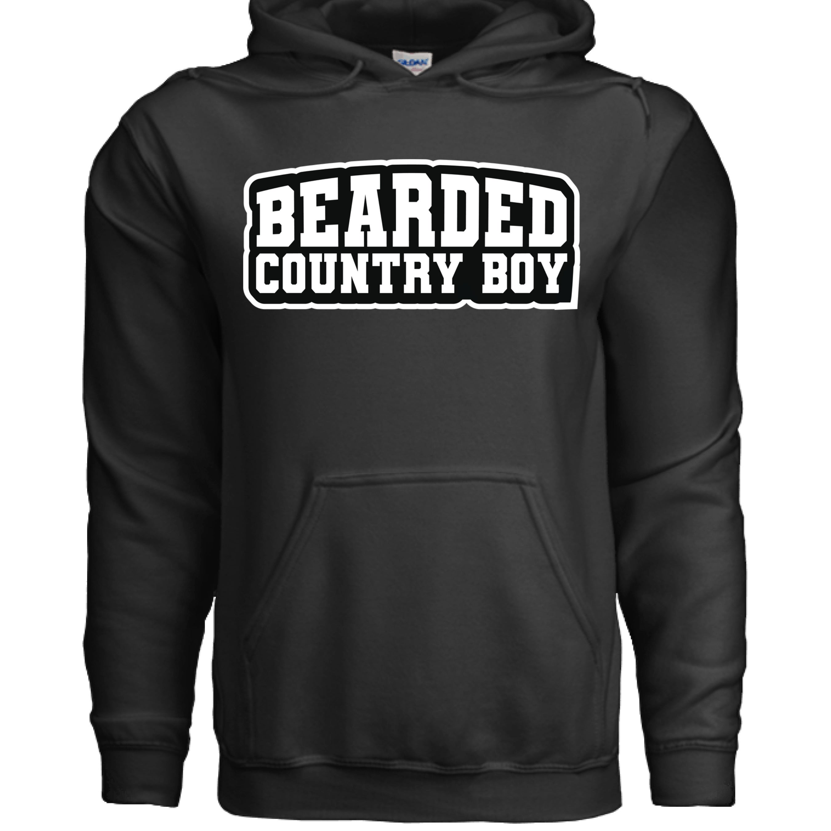 Bearded Country Boy Hoodie Bold Rural Identity Graphic BLACK - FRONT
