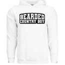 Bearded Country Boy Hoodie Bold Rural Identity Graphic WHITE - FRONT