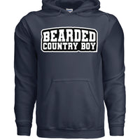 Bearded Country Boy Hoodie Bold Rural Identity Graphic NAVY - FRONT