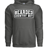 Bearded Country Boy Hoodie Bold Rural Identity Graphic CHARCOAL - FRONT