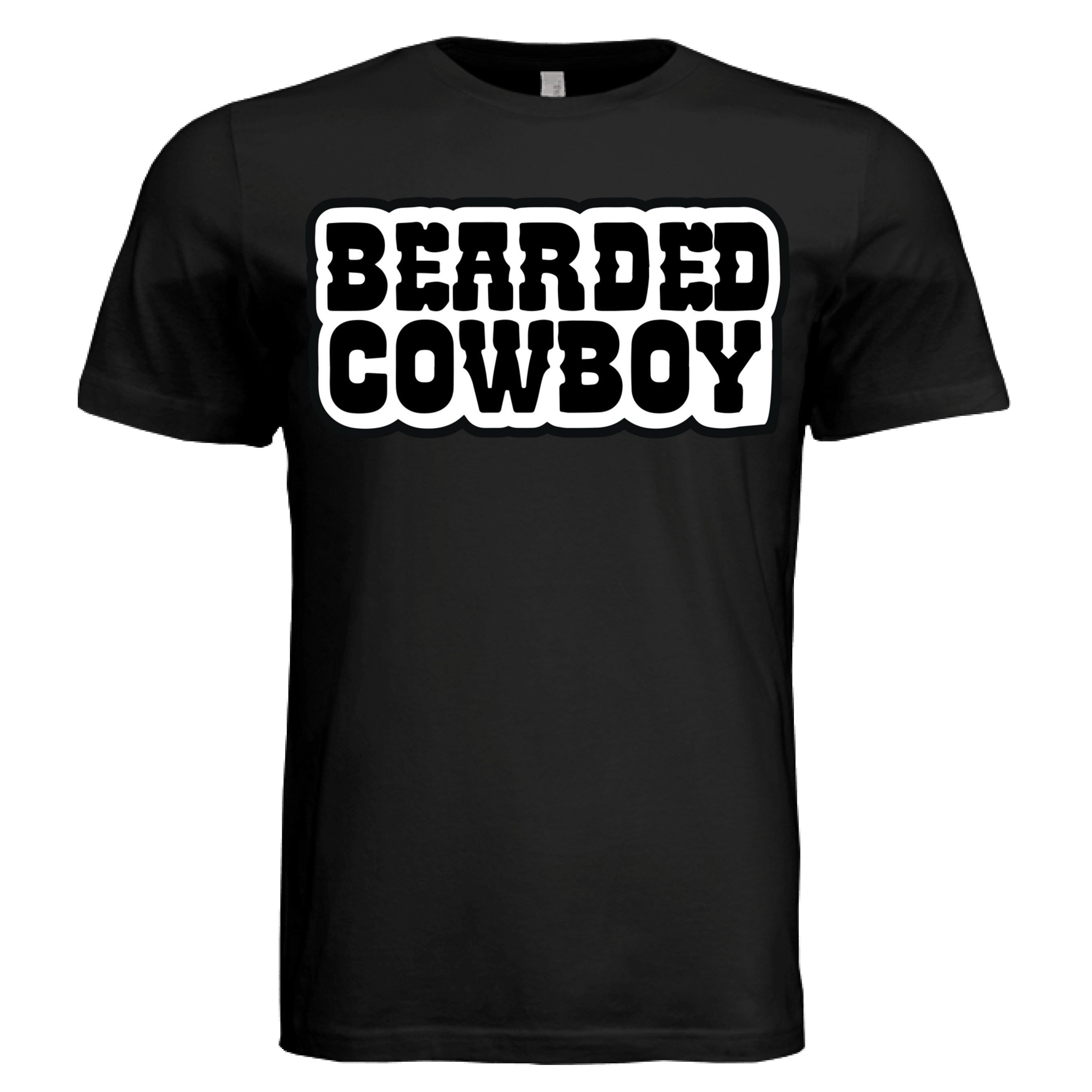 Bearded Cowboy Tee Shirt Bold Western Style Typography Beard Design BLACK - FRONT