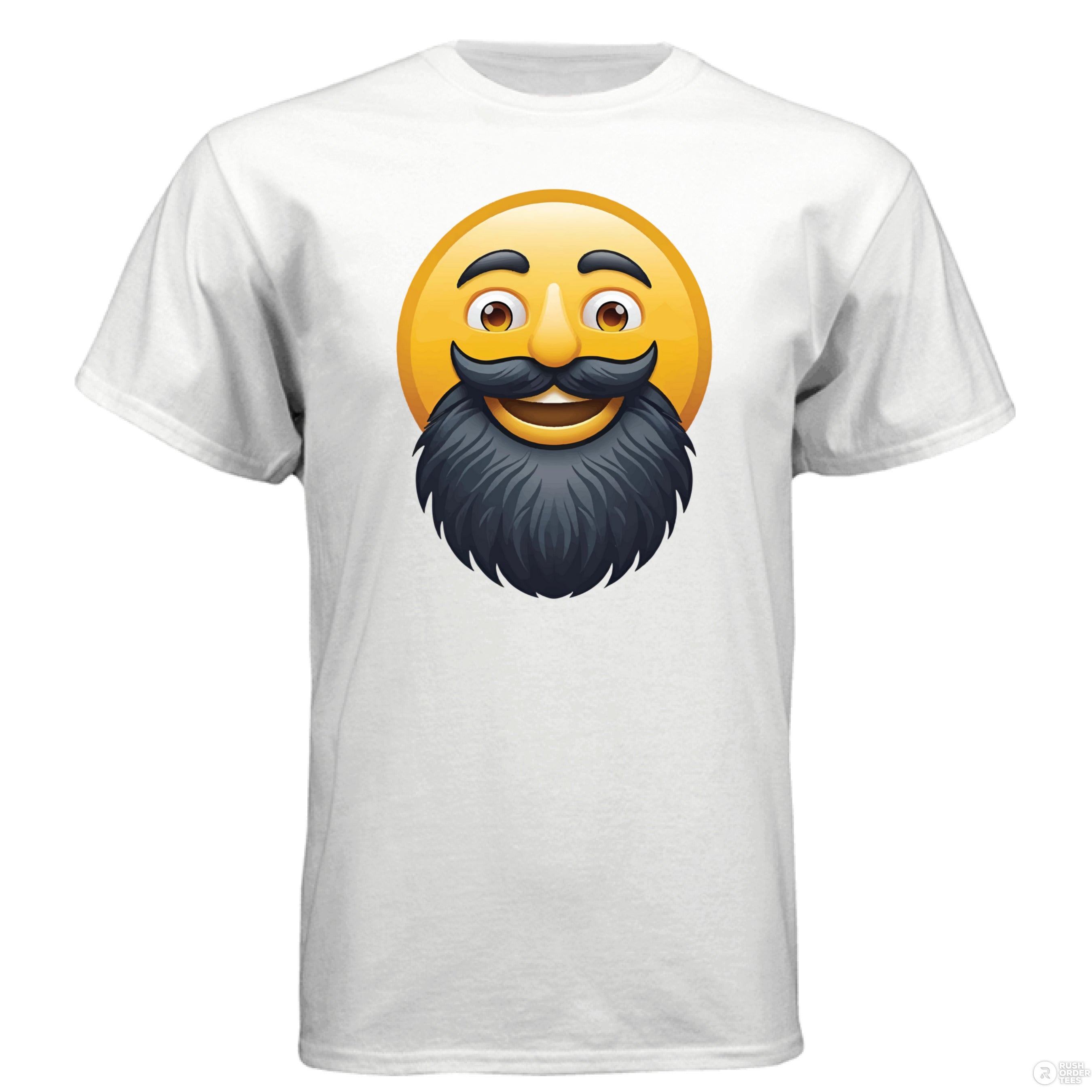 Bearded Emoji Hanes Tee Shirt – For Guys With Beard WHITE - FRONT