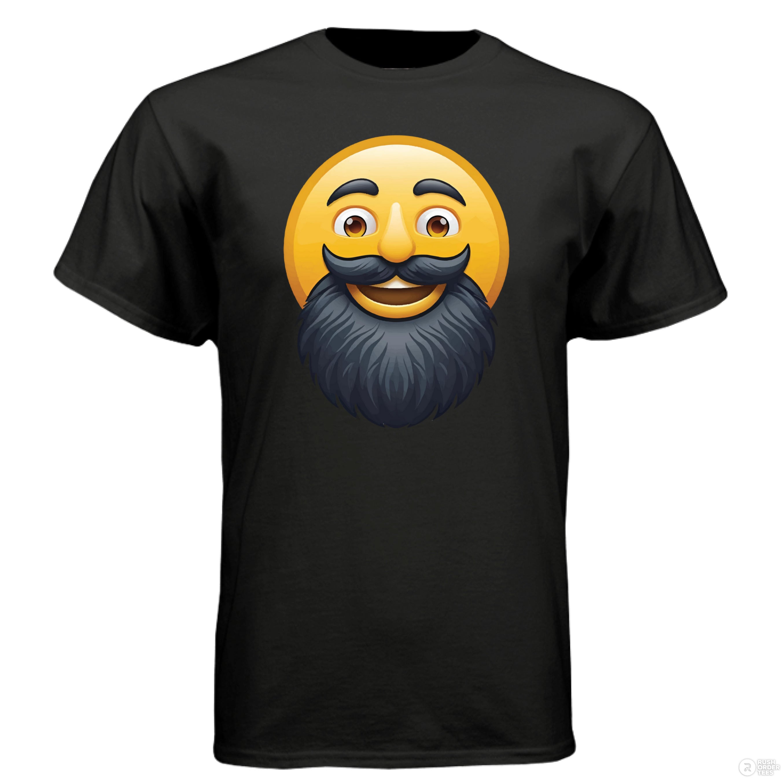 Bearded Emoji Hanes Tee Shirt – For Guys With Beard BLACK - FRONT