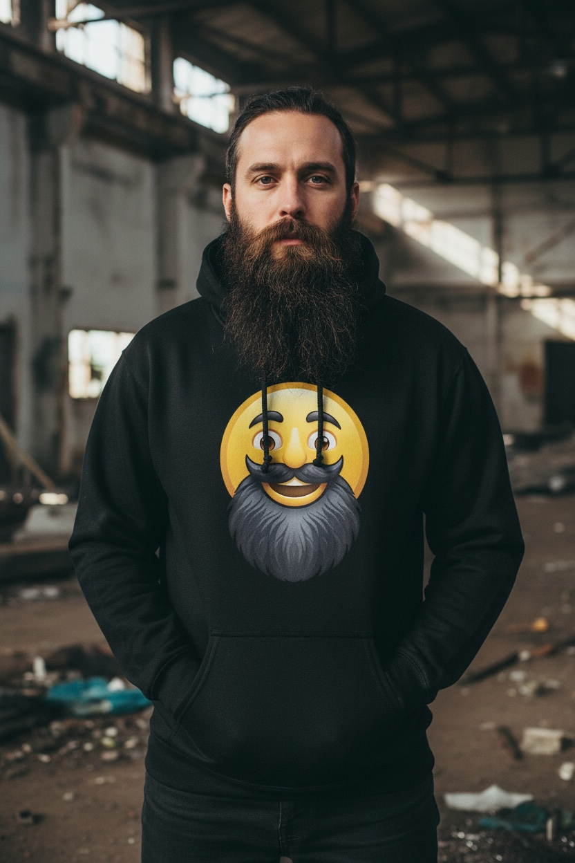 Bearded Emoji Hoodie For Guys With Beards