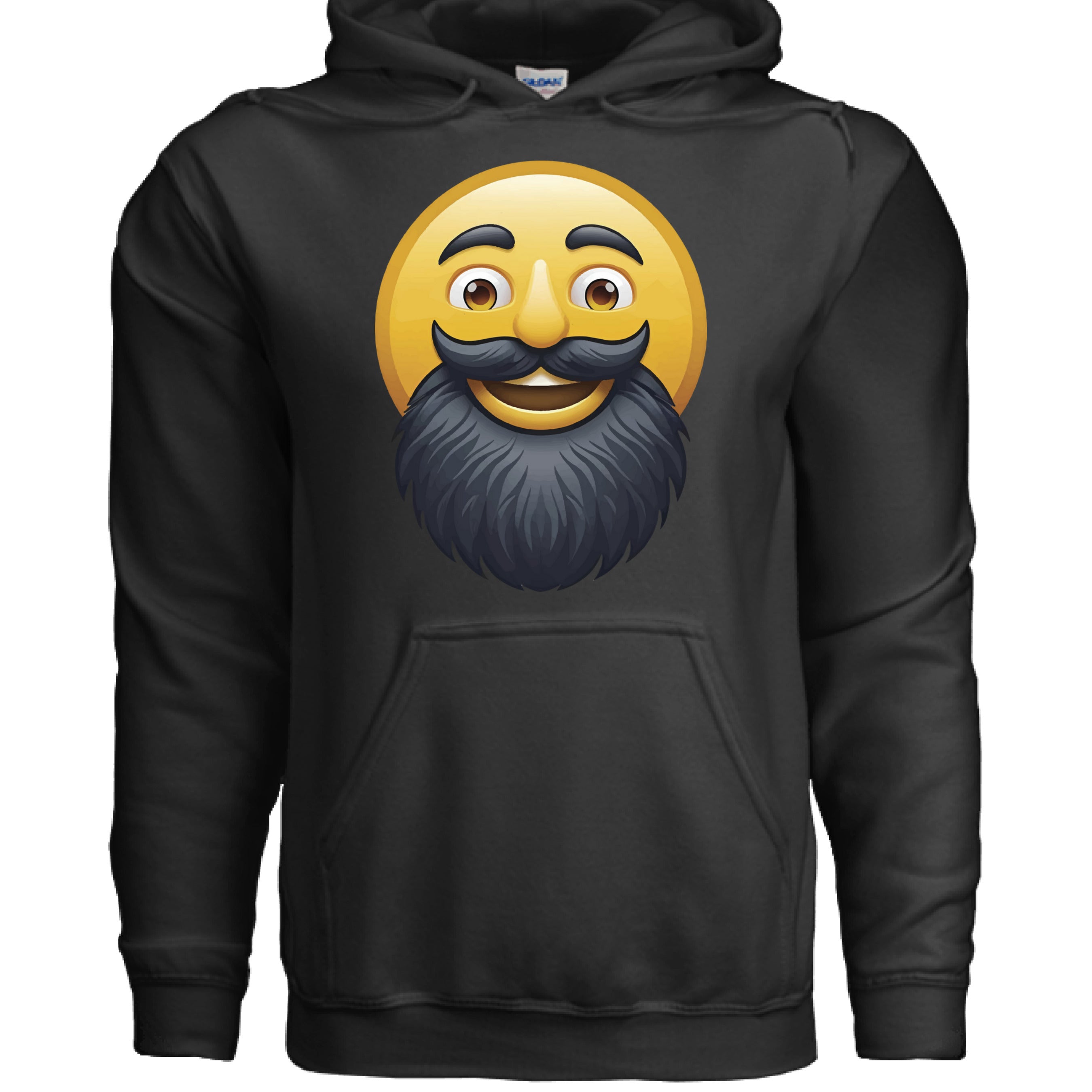 Bearded Emoji Hoodie For Guys With Beards BLACK - FRONT