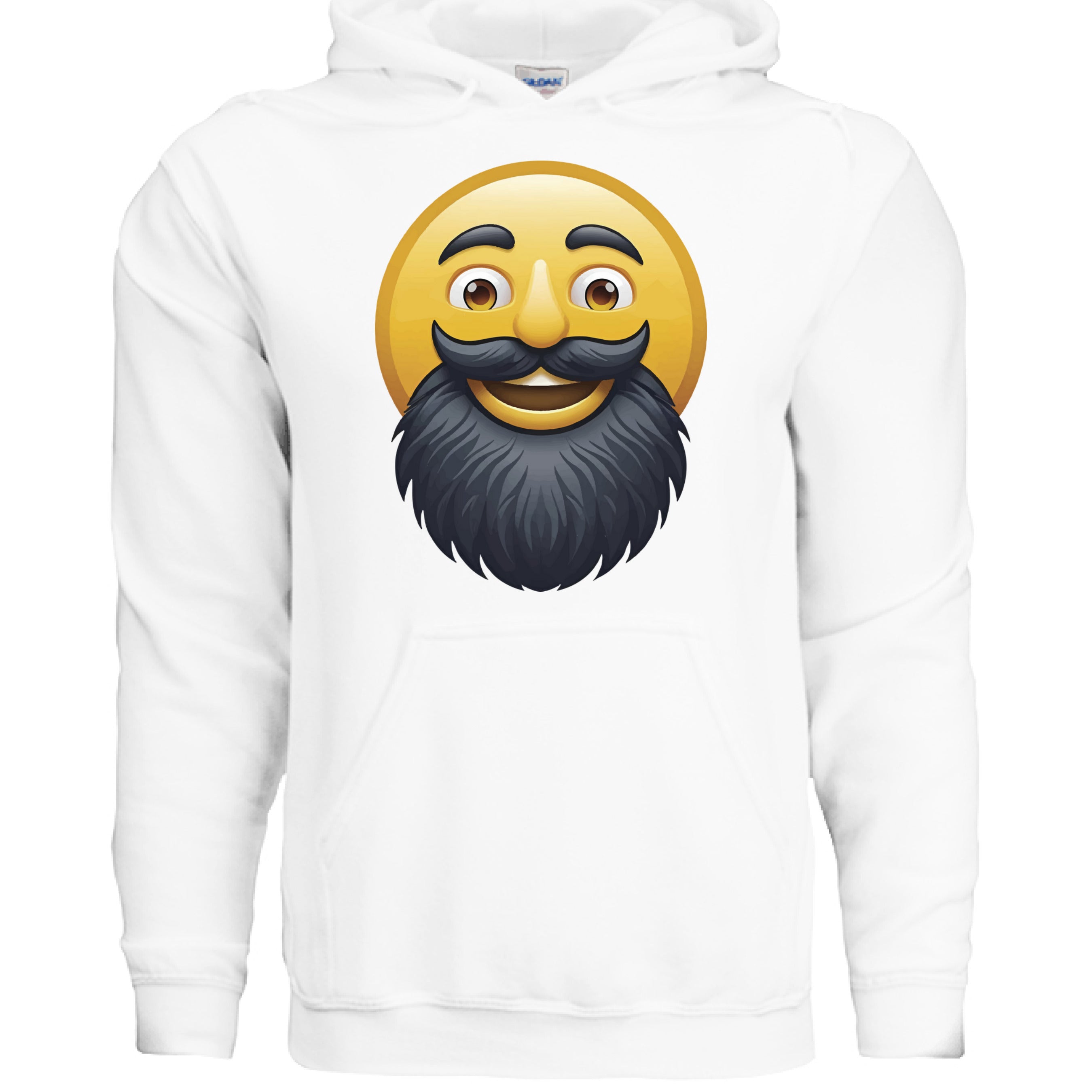 Bearded Emoji Hoodie For Guys With Beards WHITE - FRONT