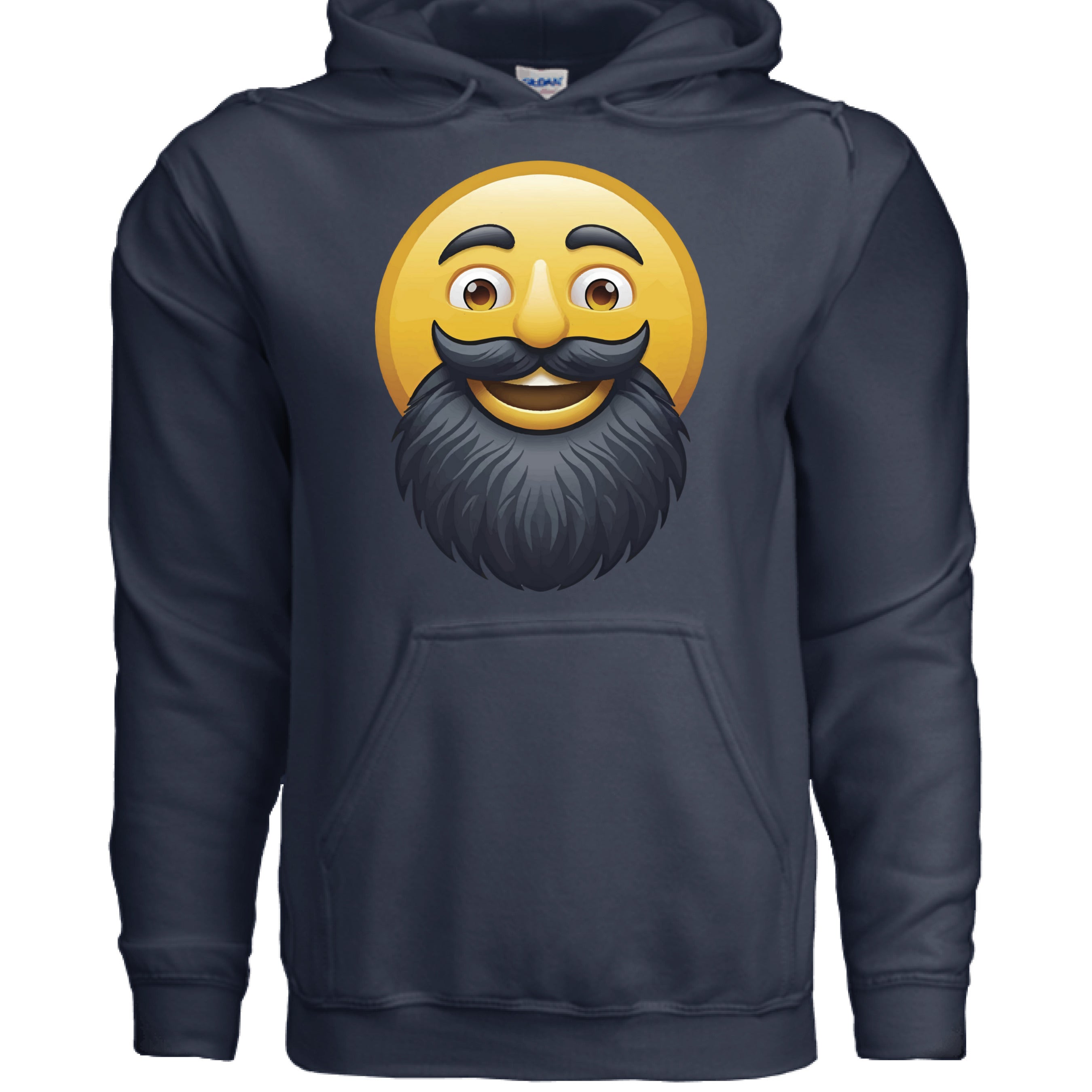 Bearded Emoji Hoodie For Guys With Beards NAVY - FRONT