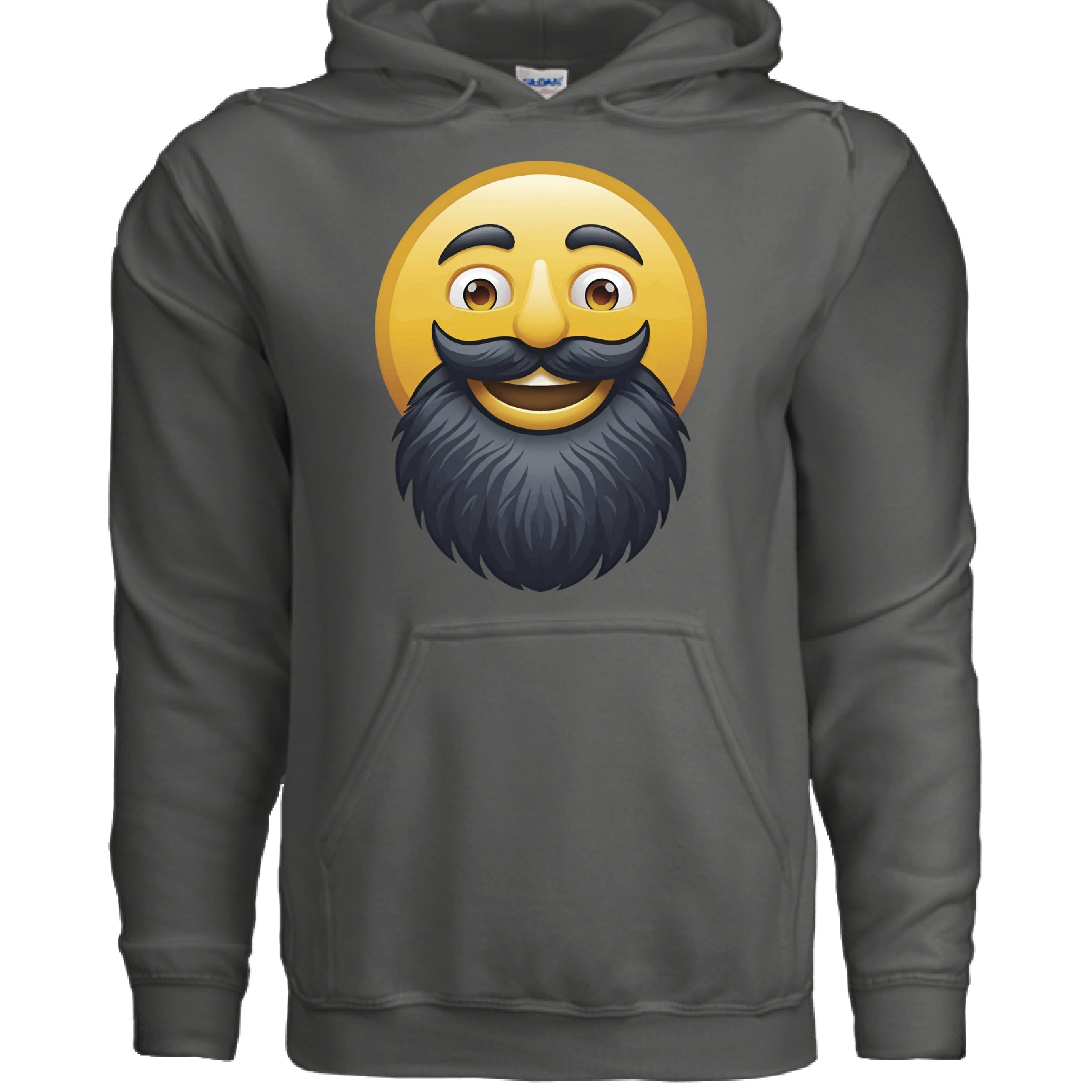 Bearded Emoji Hoodie For Guys With Beards CHARCOAL - FRONT