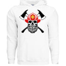 Bearded Fireman Skull Hoodie For Firefighter Withs Beards WHITE - FRONT