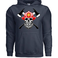 Bearded Fireman Skull Hoodie For Firefighter Withs Beards NAVY - FRONT