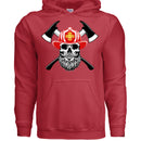 Bearded Fireman Skull Hoodie For Firefighter Withs Beards RED - FRONT